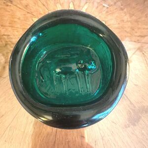 MCM Erik Hoglund Teal Glass Cat Paperweight, Boda Sweden, Scandinavian Art Glass